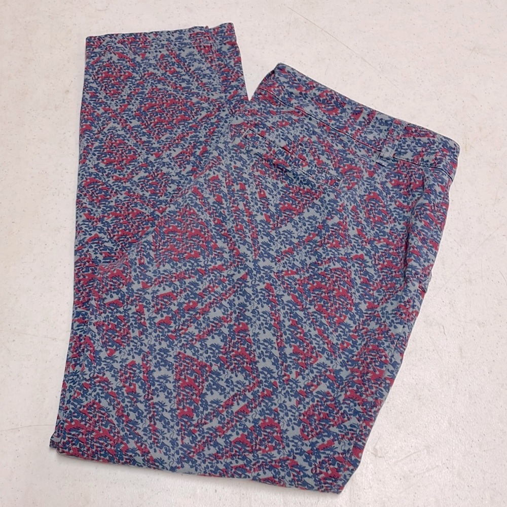 CAbi Blue & Pink Floral Pattern Pants